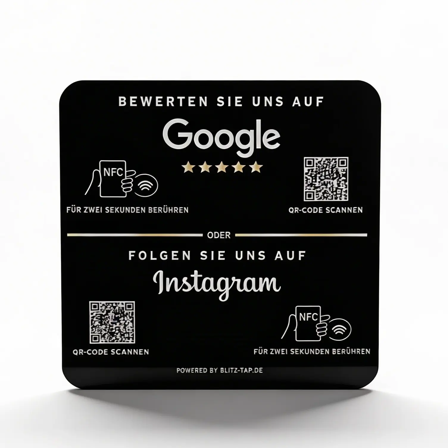 Google & Instagram Bewertungs-Platte (mit NFC & QR-Code + 3M-Klebefläche)